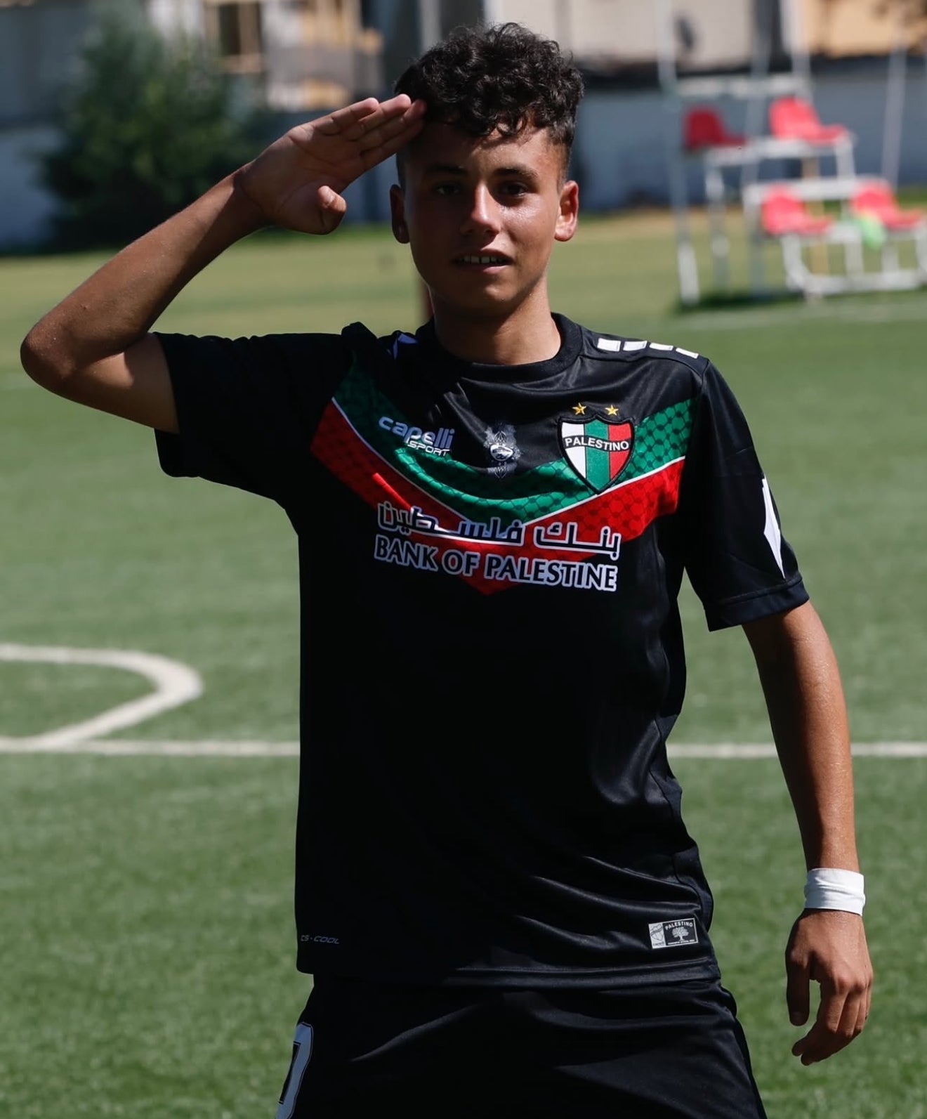 Camiseta Palestino Chile Fútbol 2023 Negra